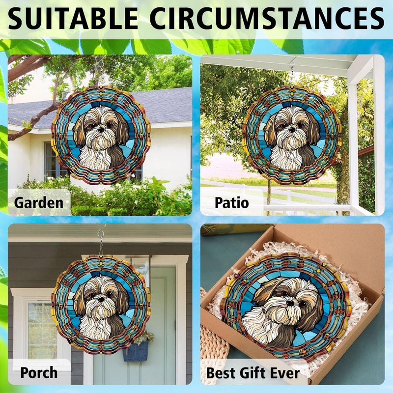 44memory Shih Tzu Yard and Garden Wind Spinner, Unique 3D Hanging Shih Tzu Wind Spinner - Image 5